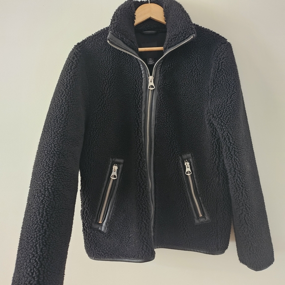Women's Black Sherpa Jacket - Picture 2 of 8